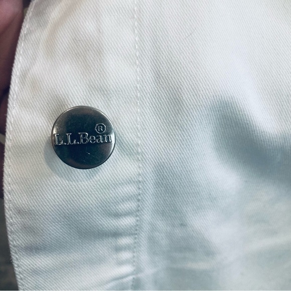 LL BEAN Sz XL White Canvass Pockets Oversized Denim Jean Style Jacket - Picture 6 of 10